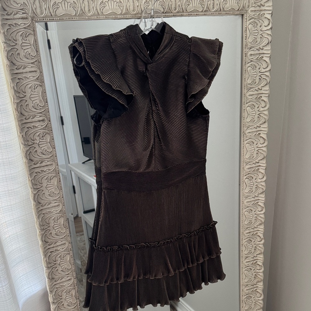 SAYLOR Chocolate Ruffle Women’s Dress